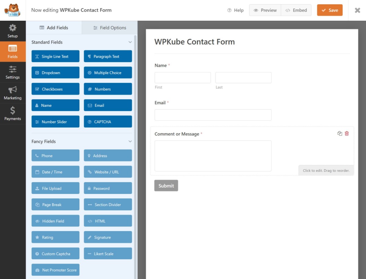 WPForms interface