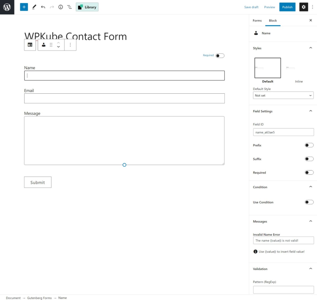 Gutenberg Forms interface