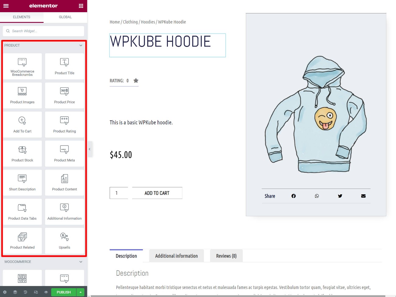 Elementor theme widgets for WooCommerce