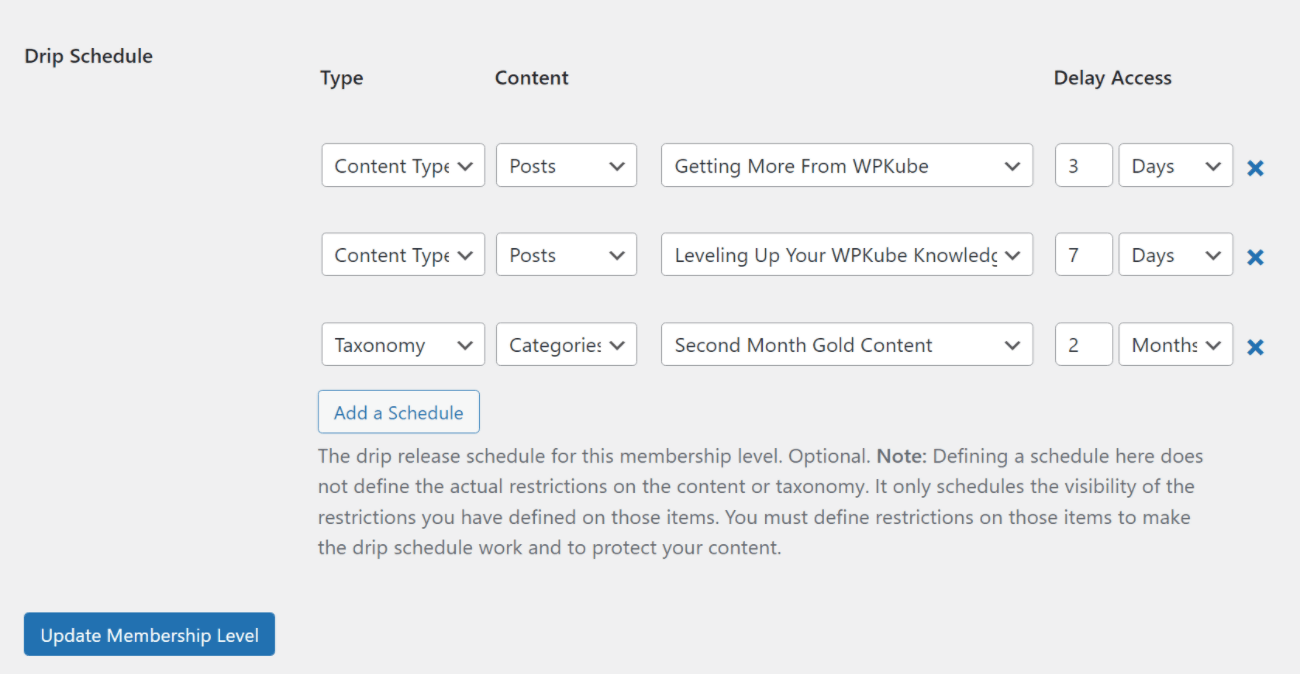 How to set up content dripping