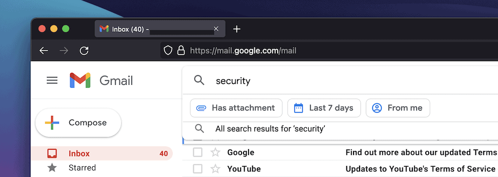 Gmail user interface