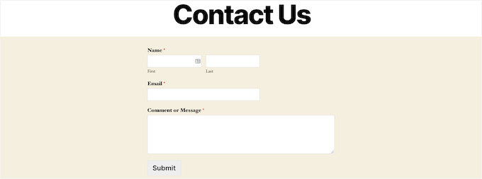 WordPress contact form example WordPress contact form example